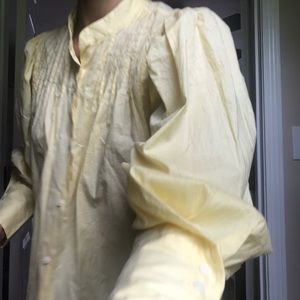Zara yellow bubble sleeve blouse